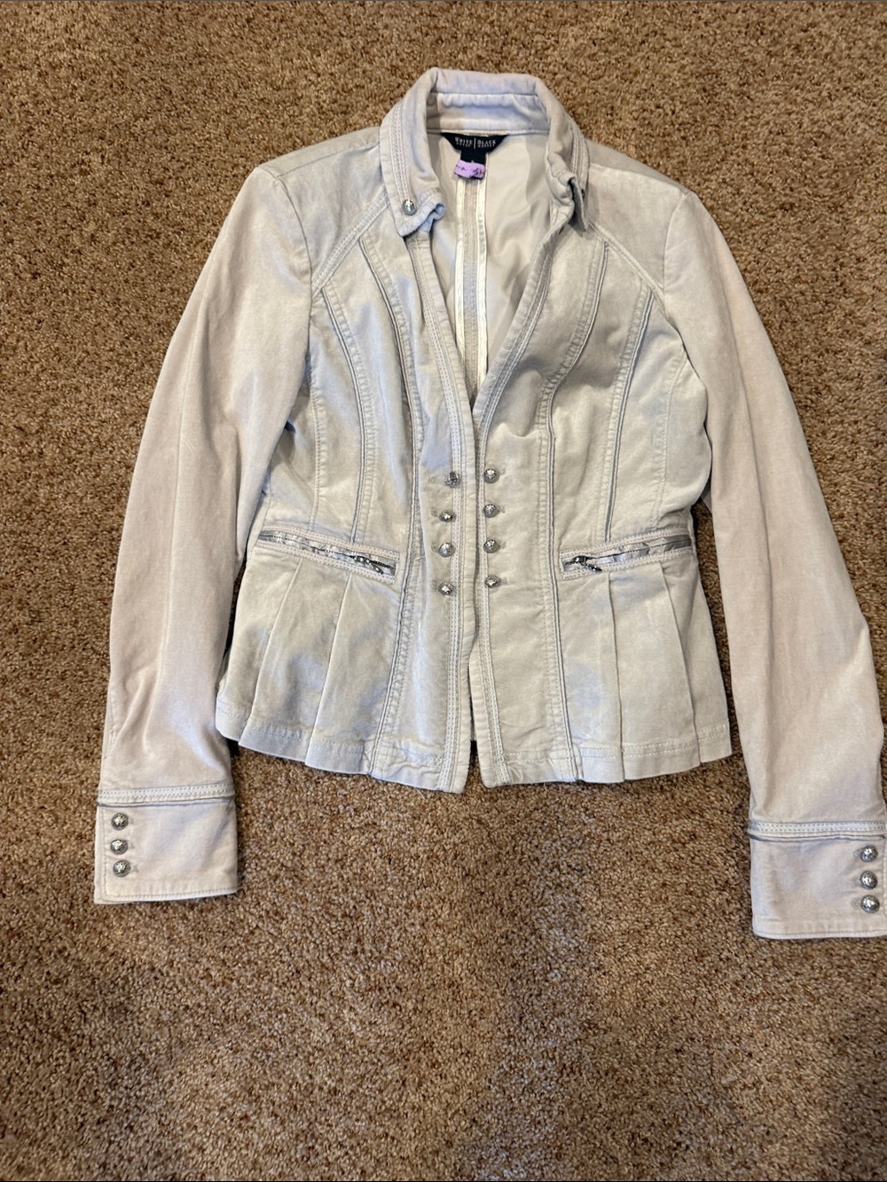White House Black Market Light Gray Suede-Style Fitted Jacket